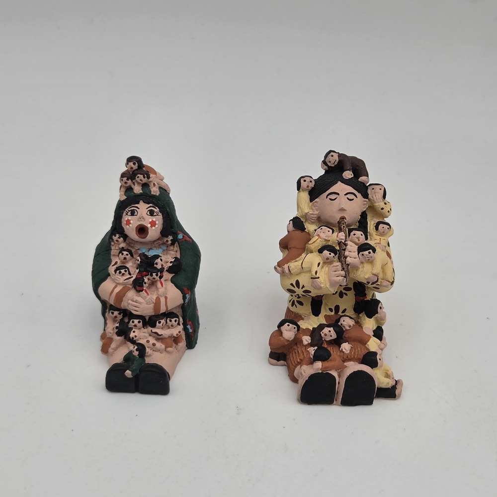 American Storyteller Clay/Resin? Figurine Many Children Miniature 1 3/4"